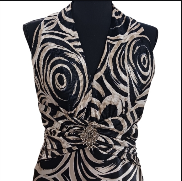 Betsy & Adam Halter Satin Mermaid Gown - Picture 3 of 15